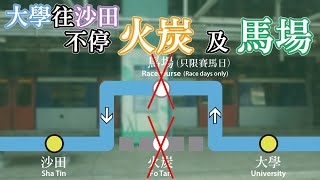 【故障限定 — 不停火炭+馬場站】港鐵東鐵綫列車由大學繞路馬場前往沙田站