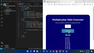Simple Multiplication Table Generator Using HTML, CSS & JavaScript