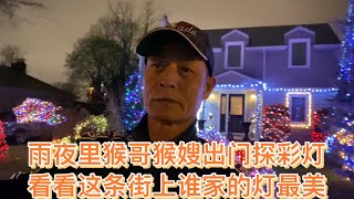 加拿大寂寥的冬夜，居民为迎接圣诞在门前装饰彩灯，猴哥嫉妒了。