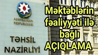 DİQQƏT! Nazirlik məktəblərin açılması ilə bağlı MƏLUMAT YAYDI