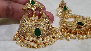 UNCUT STONE CHAND BALI EARRINGS / IMITATION JEWELRY