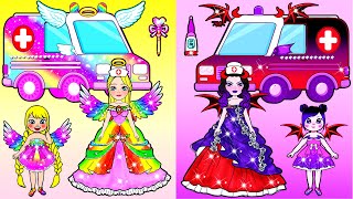 Paper Dolls Dress Up - Angel Rapunzel And Vampire Raquelle New Hospital - Barbie New Home Quiet Book