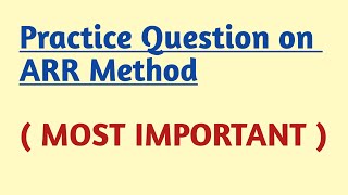 #5 Financial Management | Solved Question Of ARR method In Hindi | ( Explained with example )