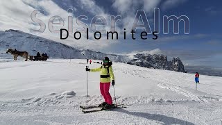 Ab auf die Piste: Skifahren Hochalm Seiser Alm 2024  Dolomiten  Alp de Siusi Südtirol