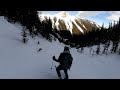 commonwealth loop superslope uphill to tryst lake chutes ski touring in kananaskis