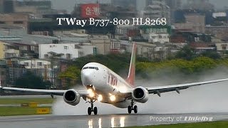 T'Way B737-800 HL-8268 take off from saturated runway