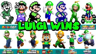 Evolution of Super Luigi Winning Animation in Super Mario Bros Games and LEGO (NES-Switch 2)