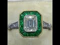 er189 hexagonal diamond and emerald ring paragon of art deco beauty