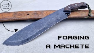 Forging a TACTICAL MACHETE out of a Rusty Leaf Spring