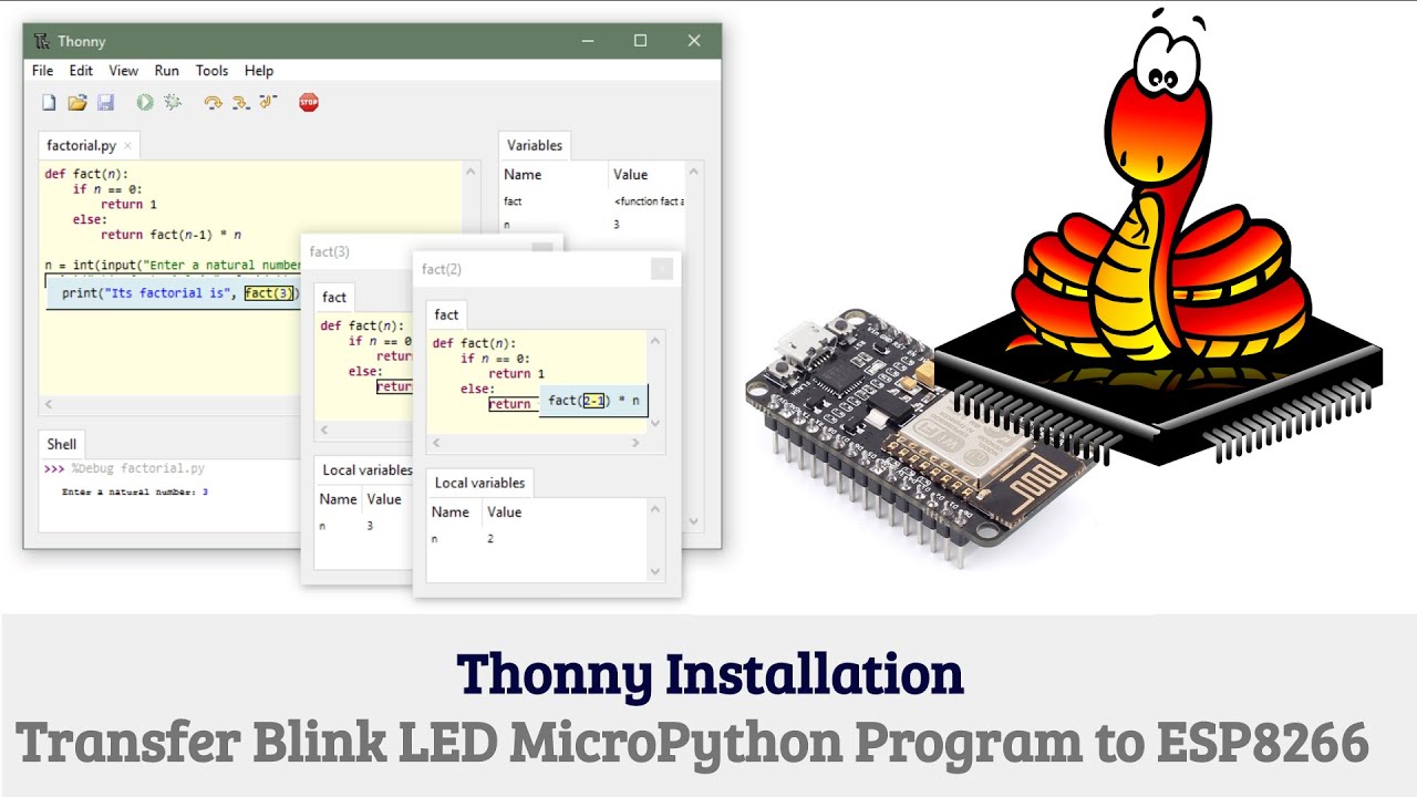 Transfer MicroPython Program To ESP8266 Using Thonny - YouTube