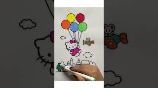 Coloring Hello Kitty with Balloons 🎈☁️ | #sanrio #hellokitty #coloring #coloringtime #markers