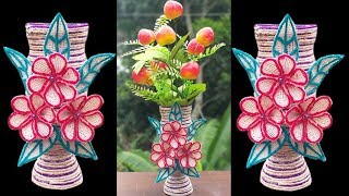 Flower Vase Making from Jute Rope And Plastic Bottle | Home Made Flower Vase | Best Jute Decor Idea