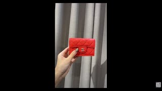 【Marie Hime世界代購】CHANEL 超迷你CoCo口蓋雙折短夾 橘紅色