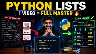 Python List Tutorial Hindi | All List Methods + List Comprehension + String Methods Explained Part-4