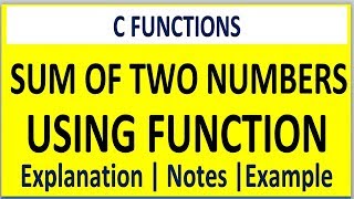 Sum of two numbers using function in c programming