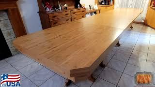 Bamboo dining table. Expands from 7 to 24 feet.