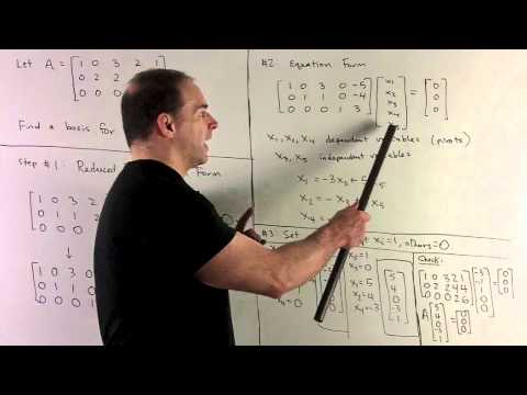 Example of Basis for a Null Space Example of Basis for a Null Space