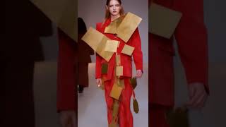 AI Fashion: Scarlet Elegance in Golden Geometry