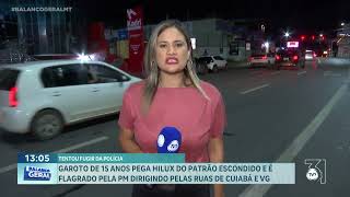 Garoto de 15 anos pega Hilux do patrão escondido e é flagrado pela PM dirigindo pelas ruas