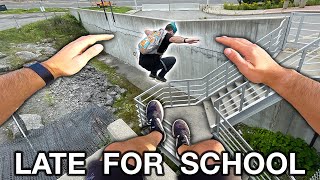 We're BOTH Late For School Parkour POV