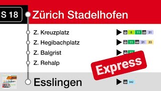 Forchbahn/ZVV Ansage I S18 Express Stadelhofen - Esslingen I BoJa Ansagen