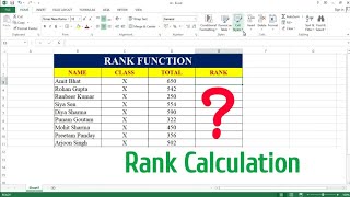 How to Calculate Rank in MS Excel | Rank Formula in Excel