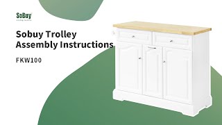 SoBuy Trolley assembly instructions | Kitchen storage trolley | White kitchen trolley | FKW100-WN