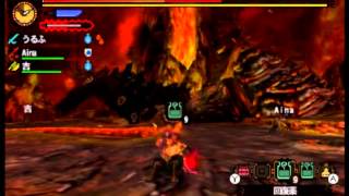 【MH4G】黒鎧竜、地底火山を闊歩す