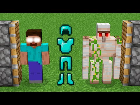 x100 golems de hierro y HEROBRINE y x200 armaduras de diamantes combinadas en minecraft