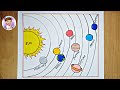 Solar System Drawing Easy | Solar Planets Drawing | How to draw solar system project work