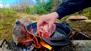 Juicy Steak 🥩with French Fries Cooked in Nature