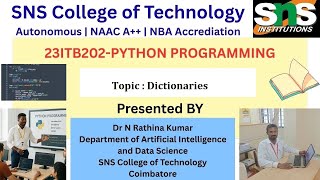 DICTIONARIES | PYTHON PROGRAMMING | SNS Institutions