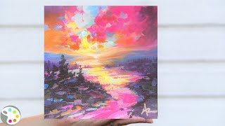 How to Paint a Sunset | Acrylic Painting Tutorial | Inspired by artist Scott Naismith