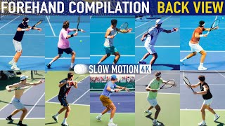 Forehand Compilation - Slow Motion Back View [Alcaraz Djokovic Sinner Zverev Rublev Shelton]