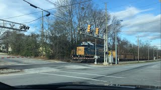 CSX 8804 ( solo leader ) leads W010 slowly into Maxwell Yard on 2-5-23, empty cars