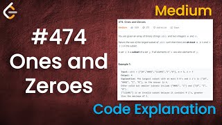 Ones and Zeroes | Live Coding with Explanation | Leetcode - 474