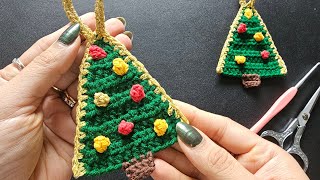 Crochet Christmas Tree Ornaments | Scrap Yarn Crochet Project #holiday Crochet #quick and #easy