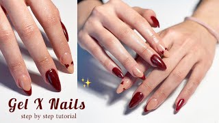 How to Do *Gel X Nails* At Home For Beginners | Step by Step *Valentines Day Nails* Tutorial