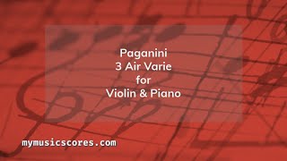 Paganini 3 Airs on the G string for Violin and Piano - Free Sheet Music