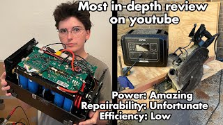 Teardown and review of Oupes Mega 1 LiFePo4 power station. Great power but poor efficiency.