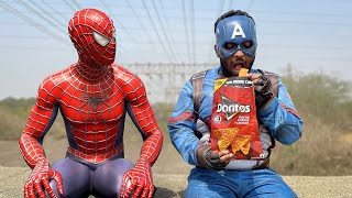SPIDER-MAN vs Captain America BATTLE for SUMO DORITOS