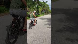 2 Cycle Vs. 4 Cycle Motorized Bike Drag Race (Rolling Start)