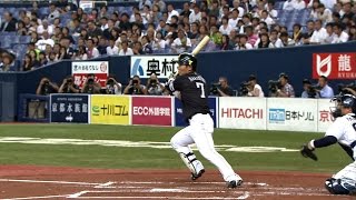 【プロ野球パ】鋭い打球が左中間を真っ二つ！中村晃が同点タイムリー 2015/08/20 Bs-H