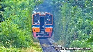 Thai Railway อุโมงค์ต้นไม้ ดีเซลราง สายวงเวียนใหญ่ DMU on wave track to tree tunnel, Wongwienyai