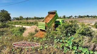 Start an exciting new project.Dump Trucks 5Ton Pour soil Farmer's field \u0026 Bulldozer Push the ground