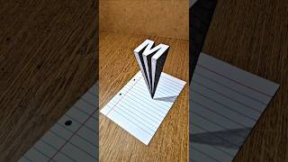 Amazing 3D Letter (M) Real Illusion On Paper 😲 #3dart #3ddrawing #drawingtutorial #paperart #easy3d