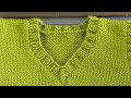 How To Knit V Neck  Border ( Part 2 ) By Clydknits.