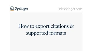 SpringerLink Tutorial 05 How To Export Citations (French subtitles)
