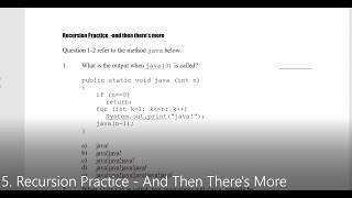 JAVA - Lesson #138 - APCSA - 5. Recursion Practice And Then There's More