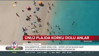 Yunanistan'daki dünyaca ünlü plajda korku dolu anlar